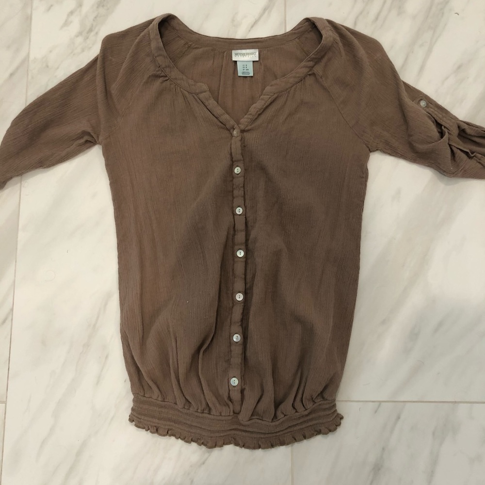 Gauze taupe/brown maternity top